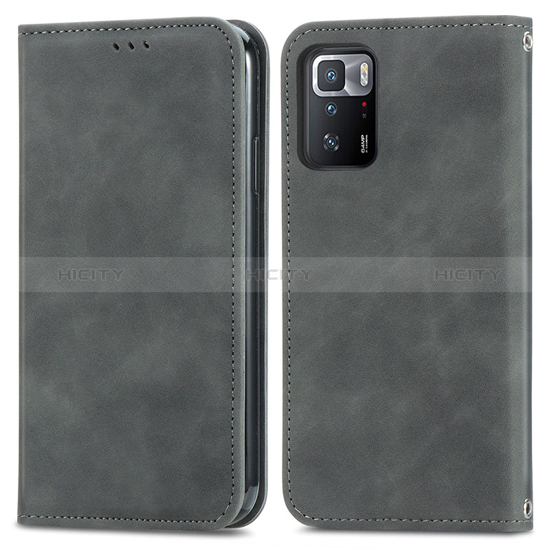 Coque Portefeuille Livre Cuir Etui Clapet S04D pour Xiaomi Poco X3 GT 5G Gris Plus