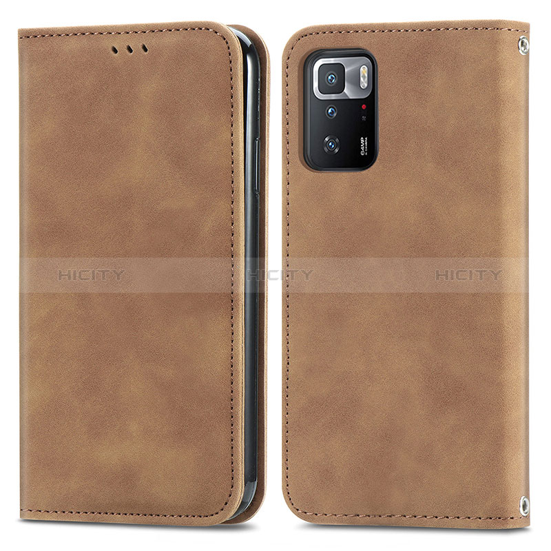 Coque Portefeuille Livre Cuir Etui Clapet S04D pour Xiaomi Poco X3 GT 5G Marron Plus