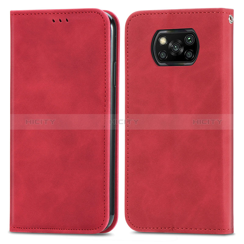 Coque Portefeuille Livre Cuir Etui Clapet S04D pour Xiaomi Poco X3 Pro Rouge Plus