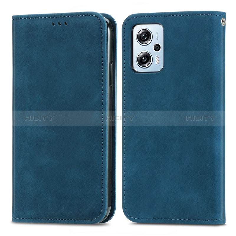 Coque Portefeuille Livre Cuir Etui Clapet S04D pour Xiaomi Poco X4 GT 5G Bleu Plus