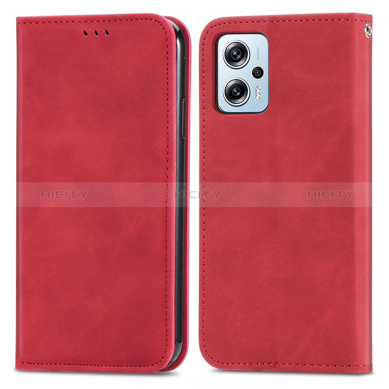 Coque Portefeuille Livre Cuir Etui Clapet S04D pour Xiaomi Poco X4 GT 5G Rouge Plus