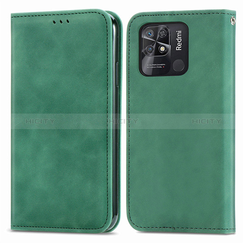 Coque Portefeuille Livre Cuir Etui Clapet S04D pour Xiaomi Redmi 10C 4G Vert Plus