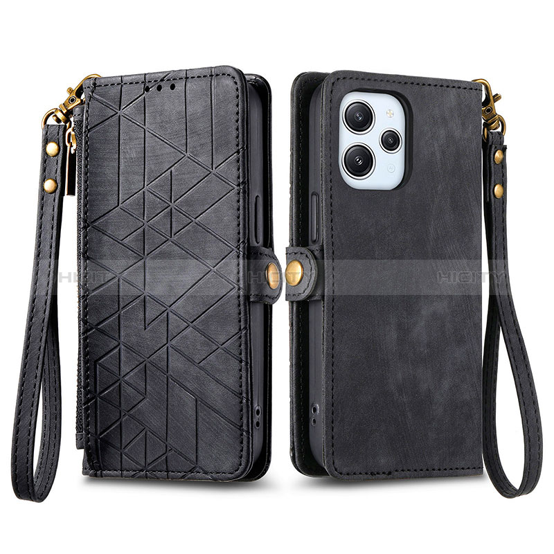 Coque Portefeuille Livre Cuir Etui Clapet S04D pour Xiaomi Redmi 12 4G Noir Plus