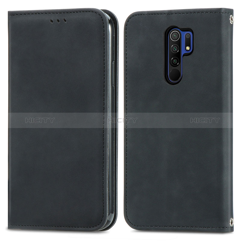 Coque Portefeuille Livre Cuir Etui Clapet S04D pour Xiaomi Redmi 9 Noir Plus