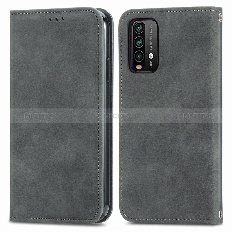 Coque Portefeuille Livre Cuir Etui Clapet S04D pour Xiaomi Redmi 9 Power Gris Plus