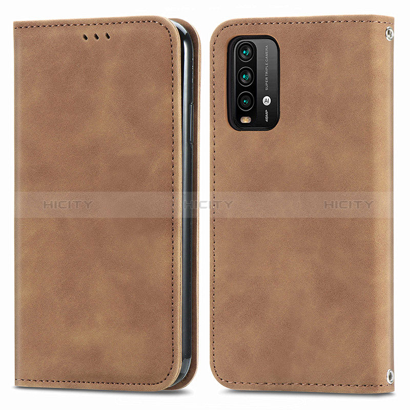 Coque Portefeuille Livre Cuir Etui Clapet S04D pour Xiaomi Redmi 9 Power Marron Plus