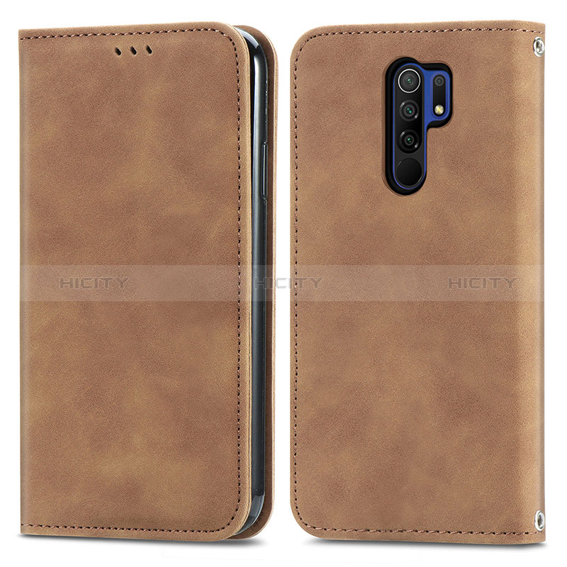 Coque Portefeuille Livre Cuir Etui Clapet S04D pour Xiaomi Redmi 9 Prime India Marron Plus