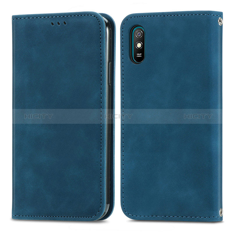 Coque Portefeuille Livre Cuir Etui Clapet S04D pour Xiaomi Redmi 9A Bleu Plus