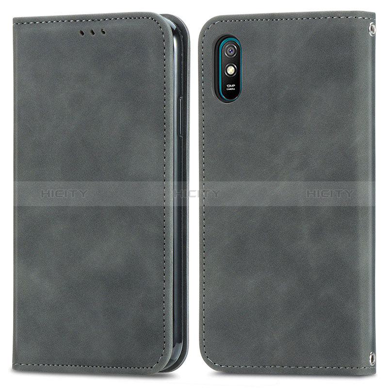 Coque Portefeuille Livre Cuir Etui Clapet S04D pour Xiaomi Redmi 9A Gris Plus