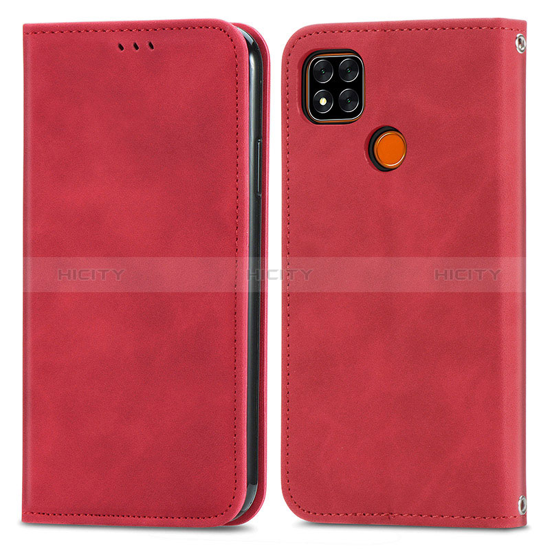 Coque Portefeuille Livre Cuir Etui Clapet S04D pour Xiaomi Redmi 9C NFC Rouge Plus