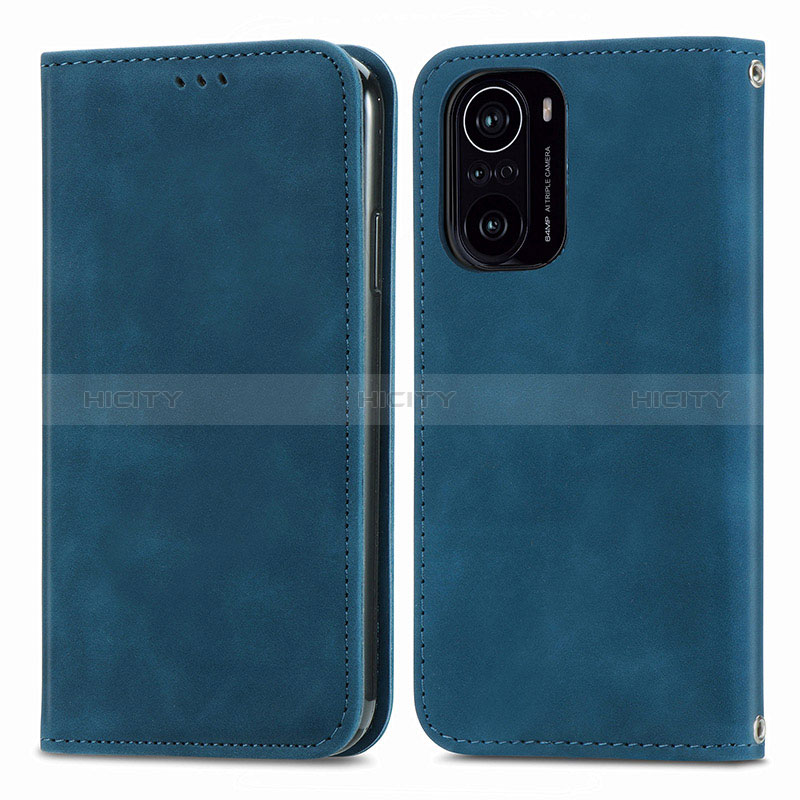 Coque Portefeuille Livre Cuir Etui Clapet S04D pour Xiaomi Redmi K40 Pro+ Plus 5G Bleu Plus