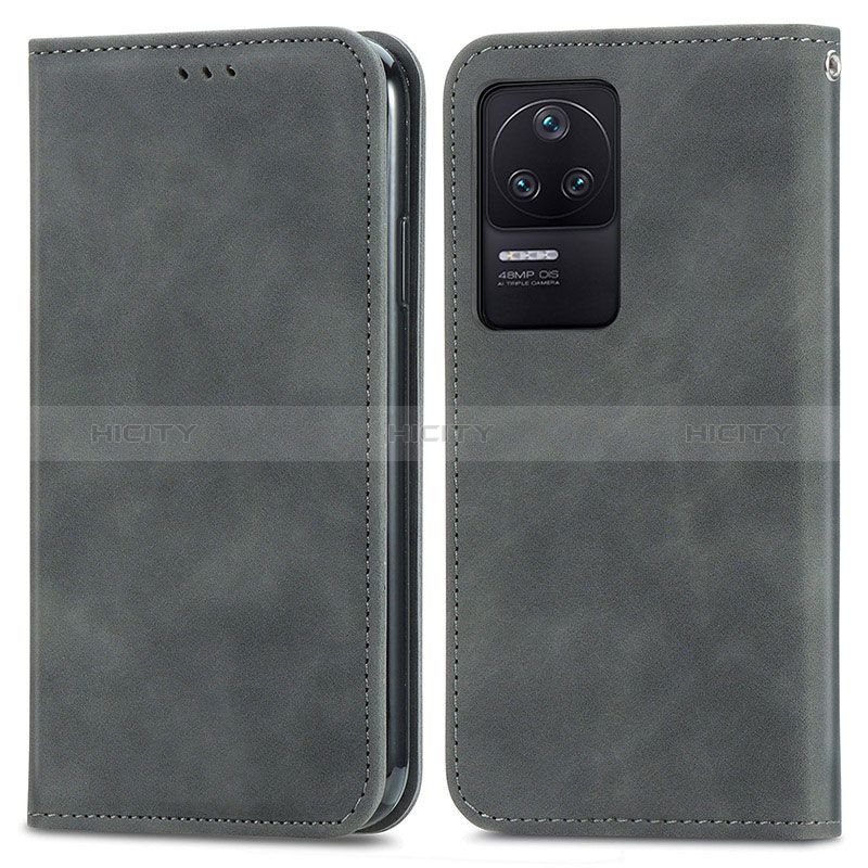 Coque Portefeuille Livre Cuir Etui Clapet S04D pour Xiaomi Redmi K40S 5G Gris Plus