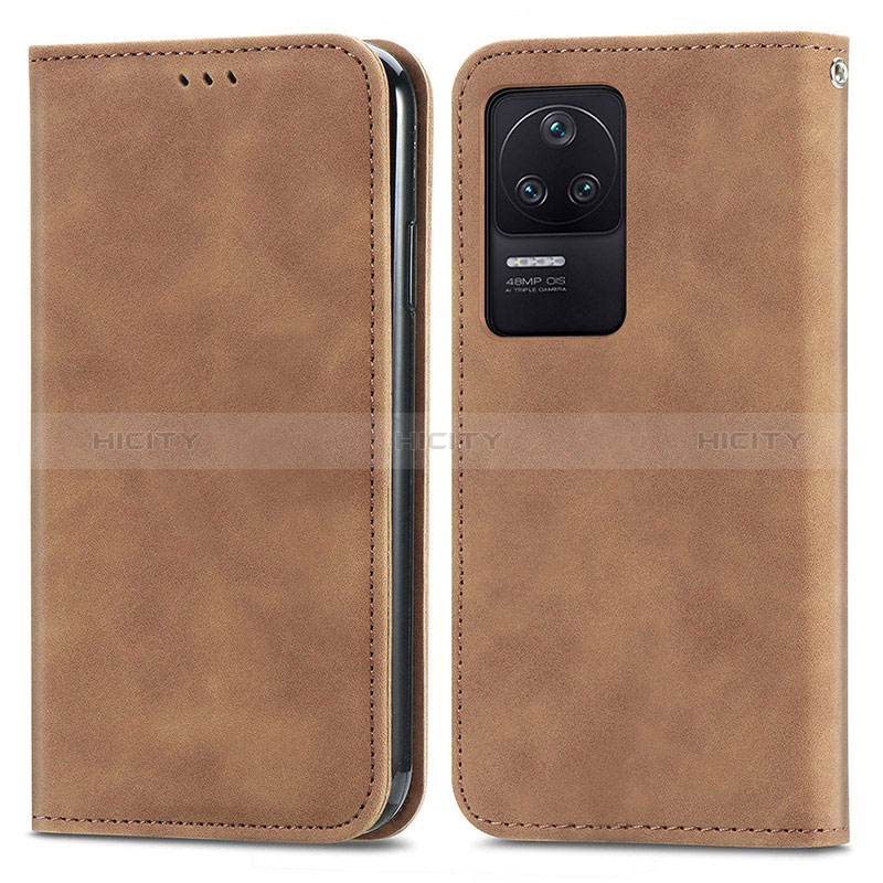 Coque Portefeuille Livre Cuir Etui Clapet S04D pour Xiaomi Redmi K40S 5G Marron Plus