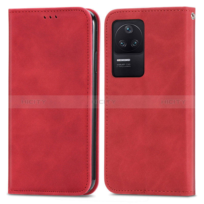 Coque Portefeuille Livre Cuir Etui Clapet S04D pour Xiaomi Redmi K40S 5G Rouge Plus