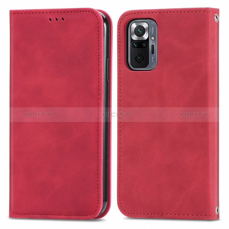 Coque Portefeuille Livre Cuir Etui Clapet S04D pour Xiaomi Redmi Note 10 Pro Max Rouge Plus