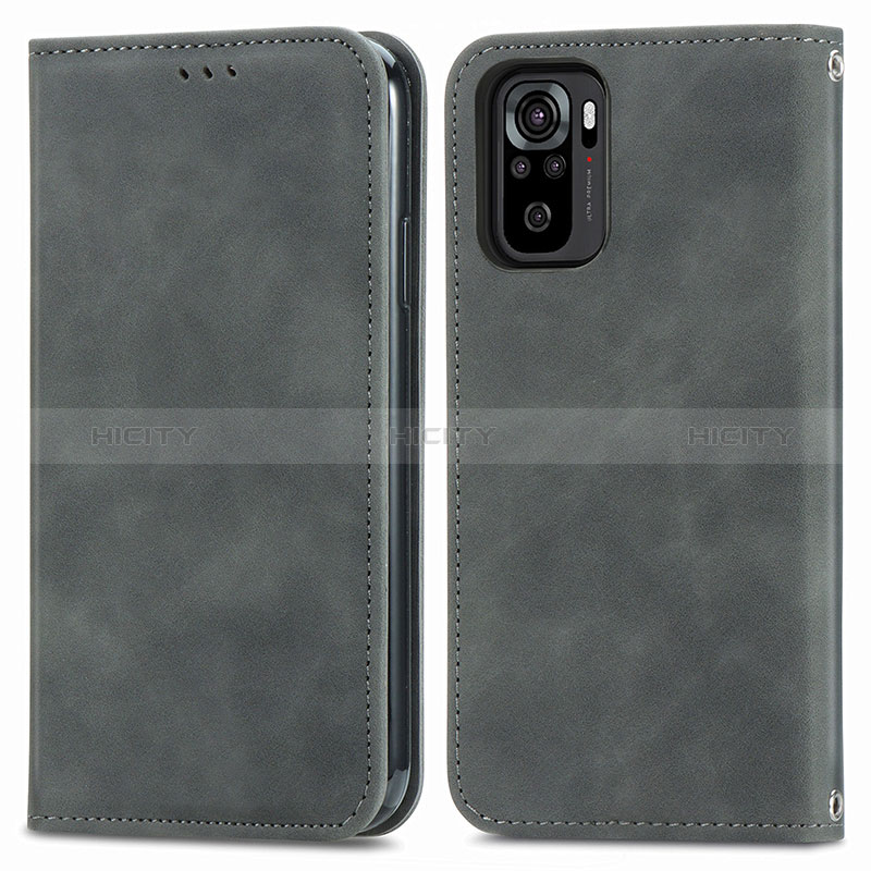 Coque Portefeuille Livre Cuir Etui Clapet S04D pour Xiaomi Redmi Note 10S 4G Gris Plus