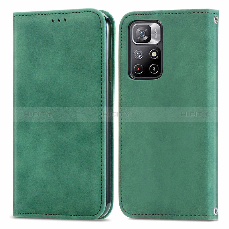 Coque Portefeuille Livre Cuir Etui Clapet S04D pour Xiaomi Redmi Note 11 5G Vert Plus