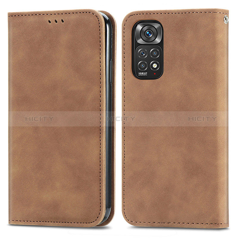 Coque Portefeuille Livre Cuir Etui Clapet S04D pour Xiaomi Redmi Note 11 Pro 4G Marron Plus