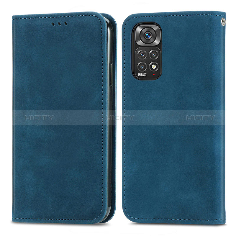 Coque Portefeuille Livre Cuir Etui Clapet S04D pour Xiaomi Redmi Note 11S 4G Bleu Plus