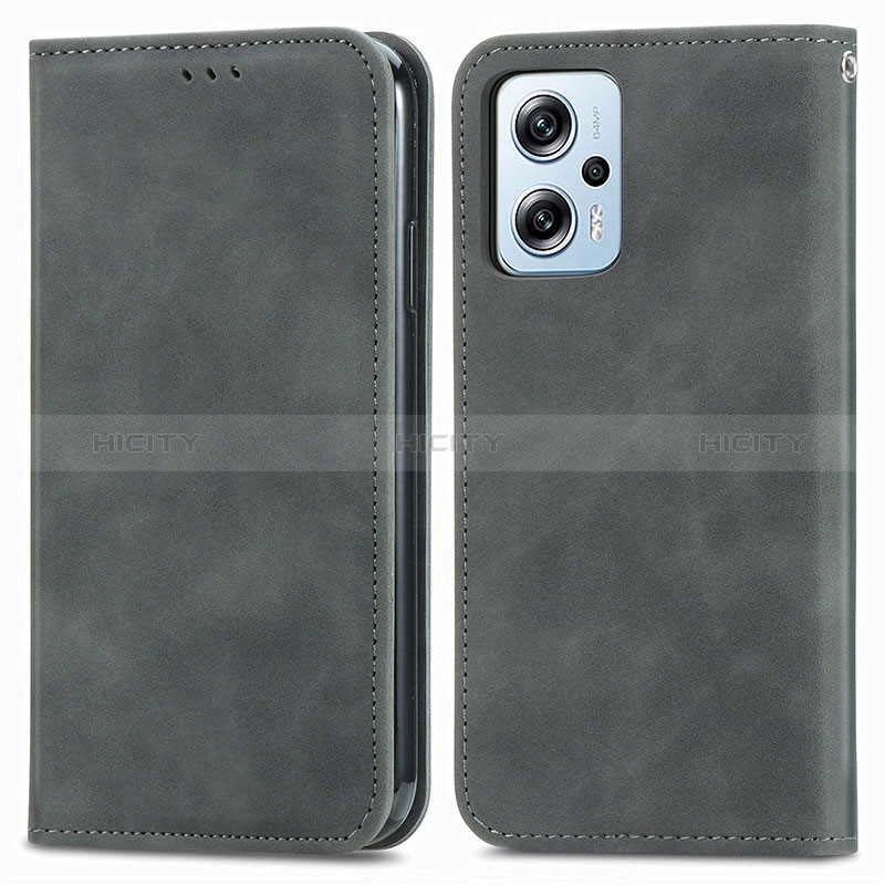 Coque Portefeuille Livre Cuir Etui Clapet S04D pour Xiaomi Redmi Note 11T Pro 5G Gris Plus