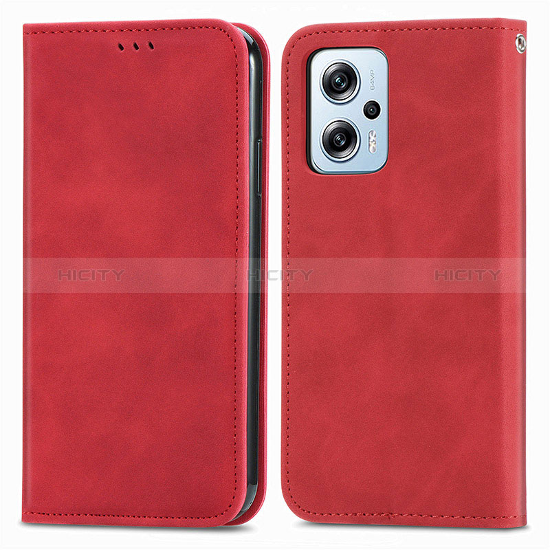 Coque Portefeuille Livre Cuir Etui Clapet S04D pour Xiaomi Redmi Note 11T Pro 5G Rouge Plus