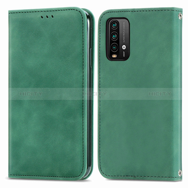 Coque Portefeuille Livre Cuir Etui Clapet S04D pour Xiaomi Redmi Note 9 4G Vert Plus