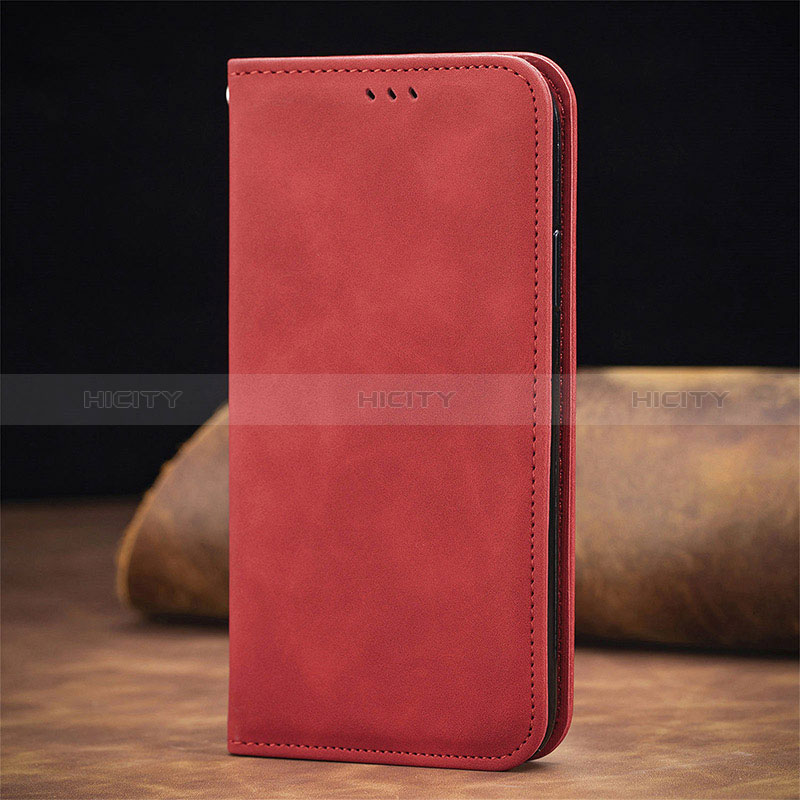 Coque Portefeuille Livre Cuir Etui Clapet S04D pour Xiaomi Redmi Note 9 5G Rouge Plus