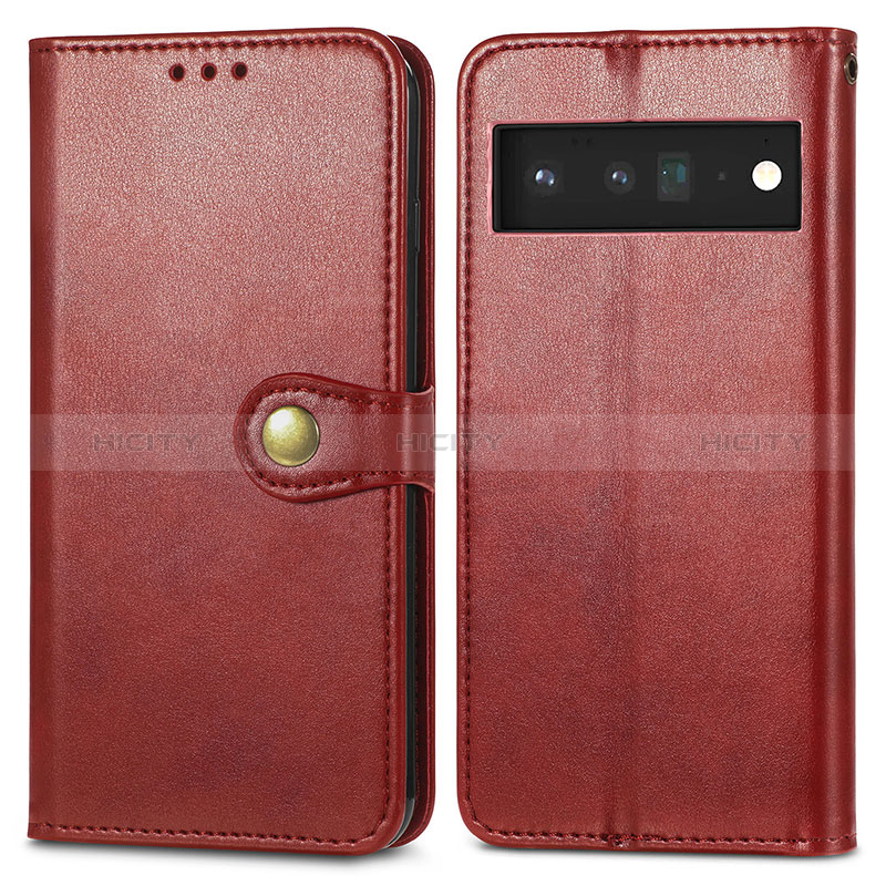 Coque Portefeuille Livre Cuir Etui Clapet S05D pour Google Pixel 6 Pro 5G Rouge Plus