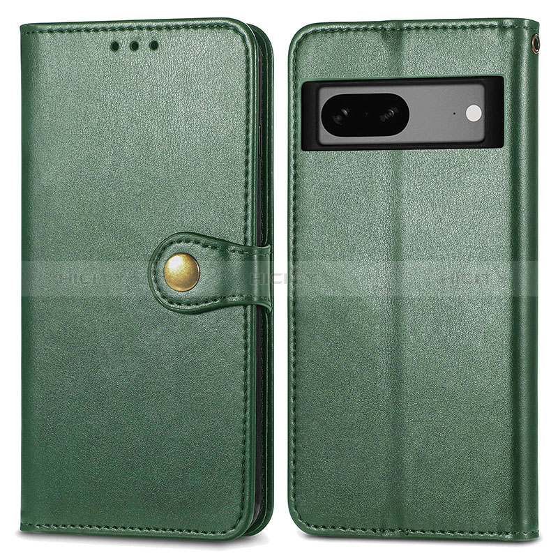 Coque Portefeuille Livre Cuir Etui Clapet S05D pour Google Pixel 7a 5G Vert Plus