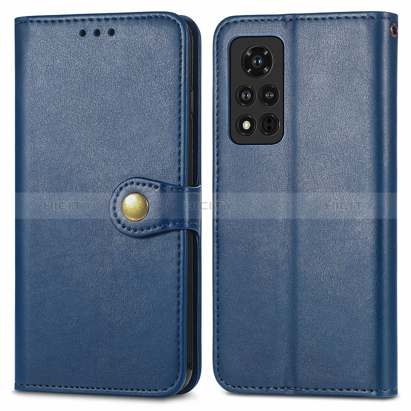 Coque Portefeuille Livre Cuir Etui Clapet S05D pour Huawei Honor V40 5G Bleu Plus