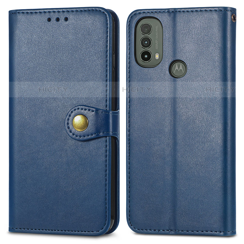 Coque Portefeuille Livre Cuir Etui Clapet S05D pour Motorola Moto E30 Bleu Plus