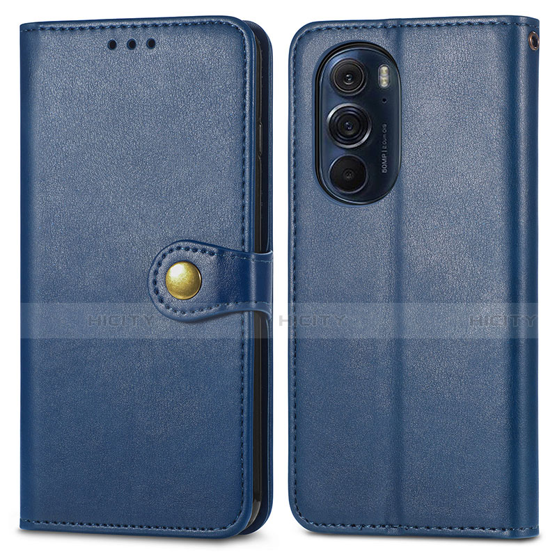 Coque Portefeuille Livre Cuir Etui Clapet S05D pour Motorola Moto Edge 30 Pro 5G Bleu Plus