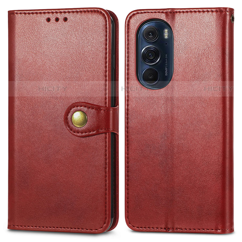 Coque Portefeuille Livre Cuir Etui Clapet S05D pour Motorola Moto Edge X30 5G Rouge Plus