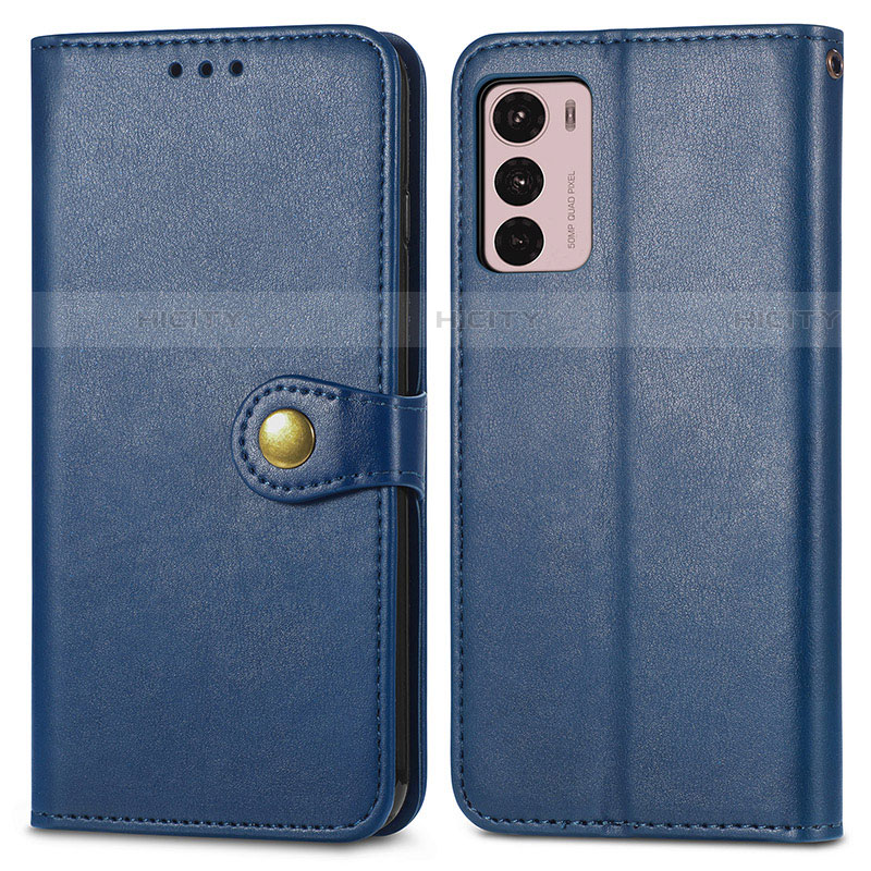 Coque Portefeuille Livre Cuir Etui Clapet S05D pour Motorola Moto G42 Bleu Plus