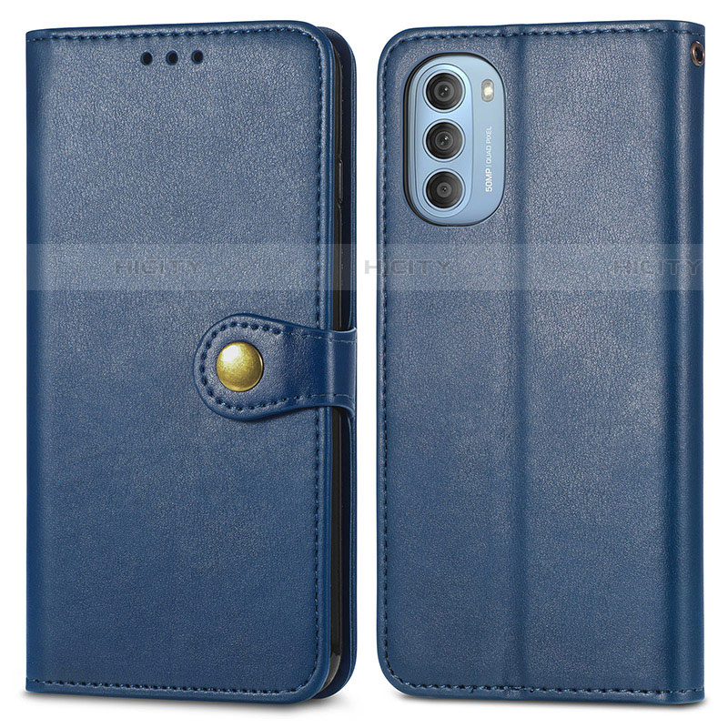 Coque Portefeuille Livre Cuir Etui Clapet S05D pour Motorola Moto G51 5G Bleu Plus