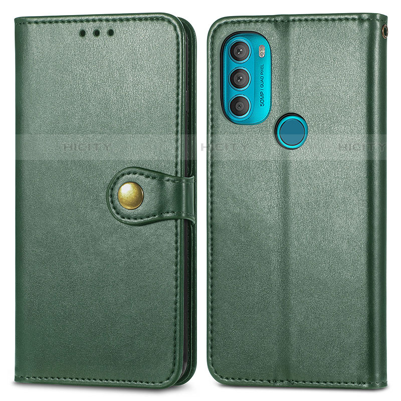 Coque Portefeuille Livre Cuir Etui Clapet S05D pour Motorola Moto G71 5G Vert Plus