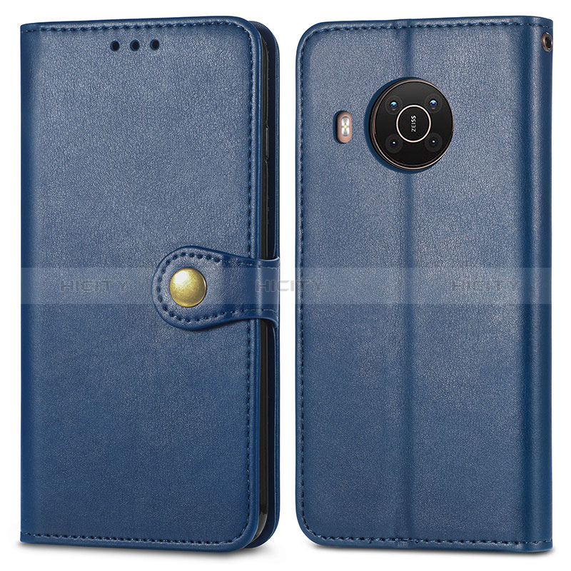 Coque Portefeuille Livre Cuir Etui Clapet S05D pour Nokia X10 Bleu Plus