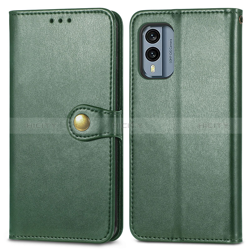 Coque Portefeuille Livre Cuir Etui Clapet S05D pour Nokia X30 5G Vert Plus