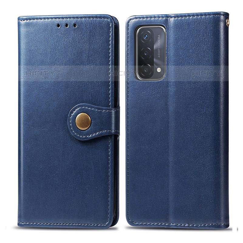 Coque Portefeuille Livre Cuir Etui Clapet S05D pour OnePlus Nord N200 5G Bleu Plus