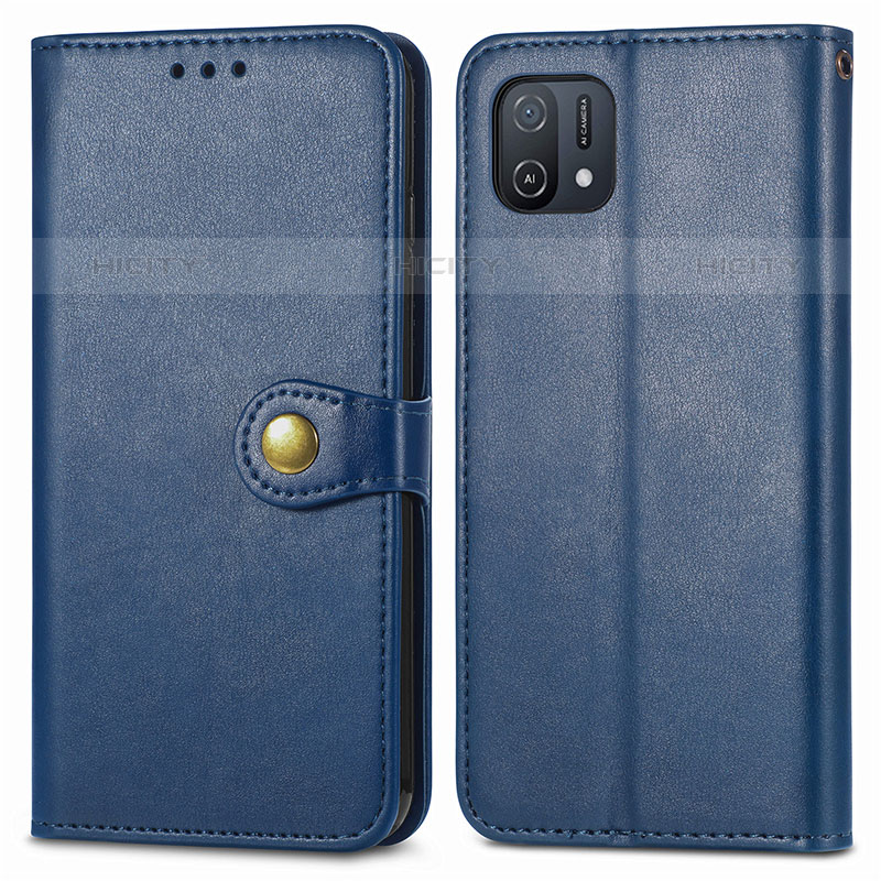 Coque Portefeuille Livre Cuir Etui Clapet S05D pour Oppo A16e Bleu Plus