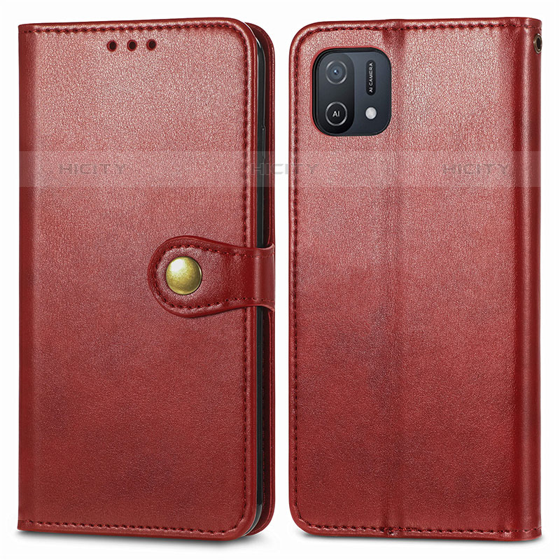 Coque Portefeuille Livre Cuir Etui Clapet S05D pour Oppo A16e Rouge Plus