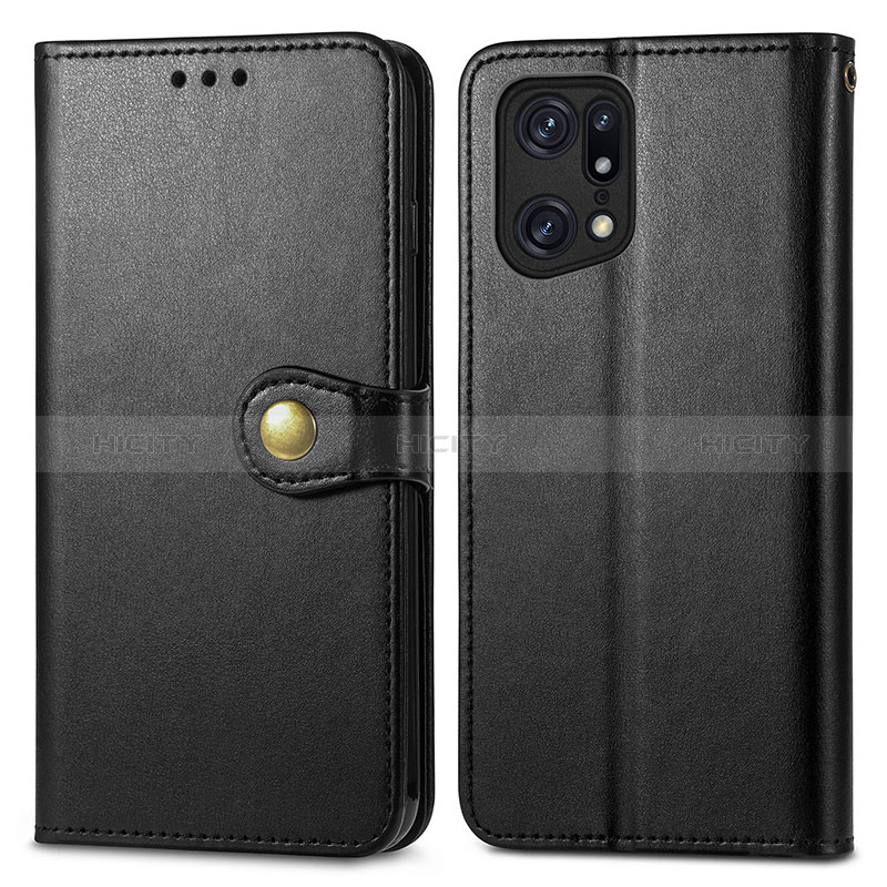 Coque Portefeuille Livre Cuir Etui Clapet S05D pour Oppo Find X5 5G Noir Plus