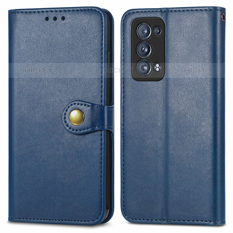 Coque Portefeuille Livre Cuir Etui Clapet S05D pour Oppo Reno6 Pro+ Plus 5G Bleu Plus