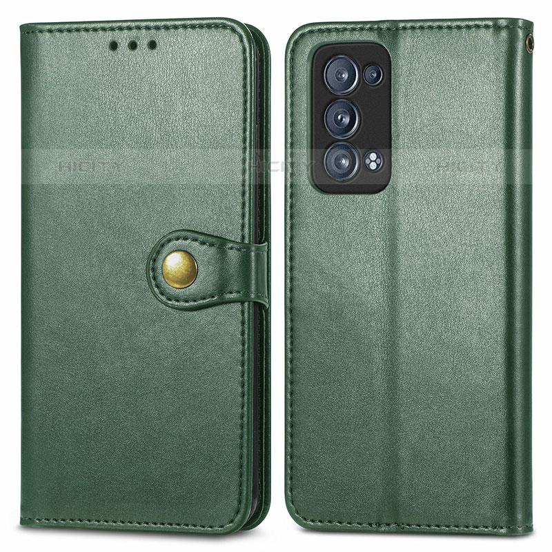 Coque Portefeuille Livre Cuir Etui Clapet S05D pour Oppo Reno6 Pro+ Plus 5G Vert Plus