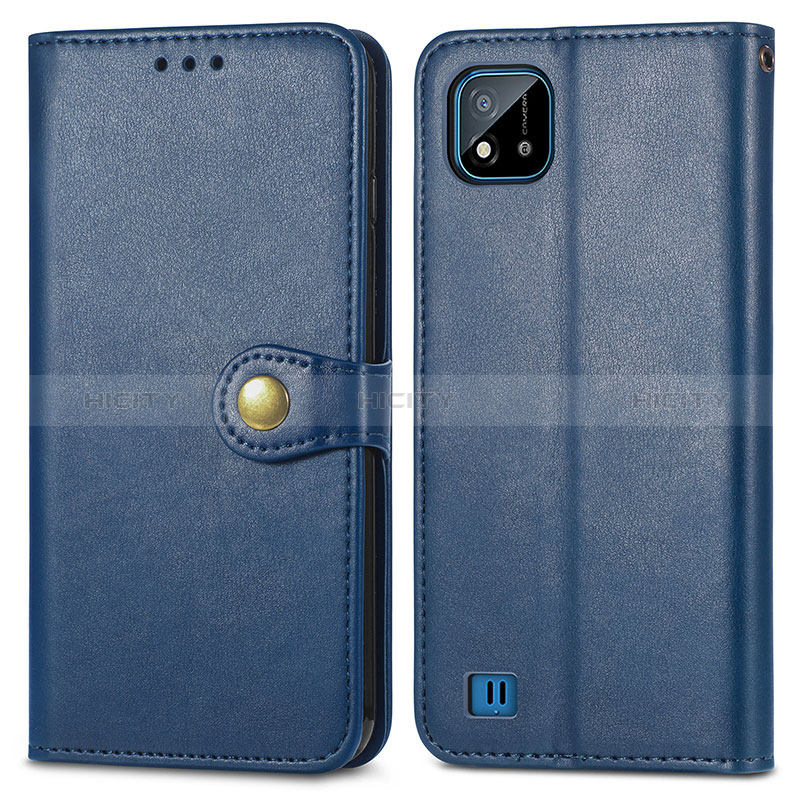 Coque Portefeuille Livre Cuir Etui Clapet S05D pour Realme C11 (2021) Bleu Plus