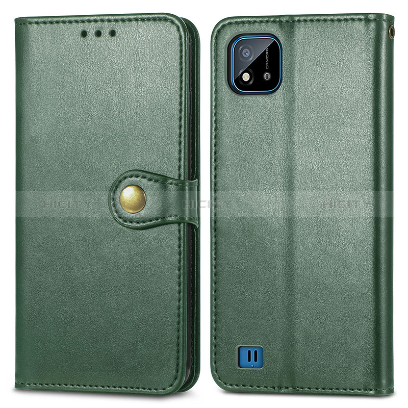 Coque Portefeuille Livre Cuir Etui Clapet S05D pour Realme C11 (2021) Vert Plus