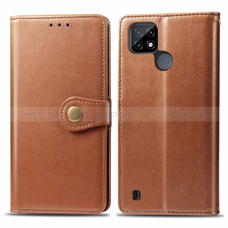 Coque Portefeuille Livre Cuir Etui Clapet S05D pour Realme C21 Marron Plus