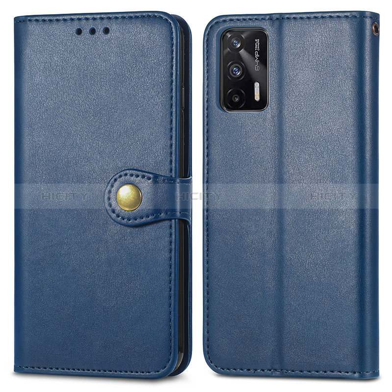 Coque Portefeuille Livre Cuir Etui Clapet S05D pour Realme GT 5G Bleu Plus