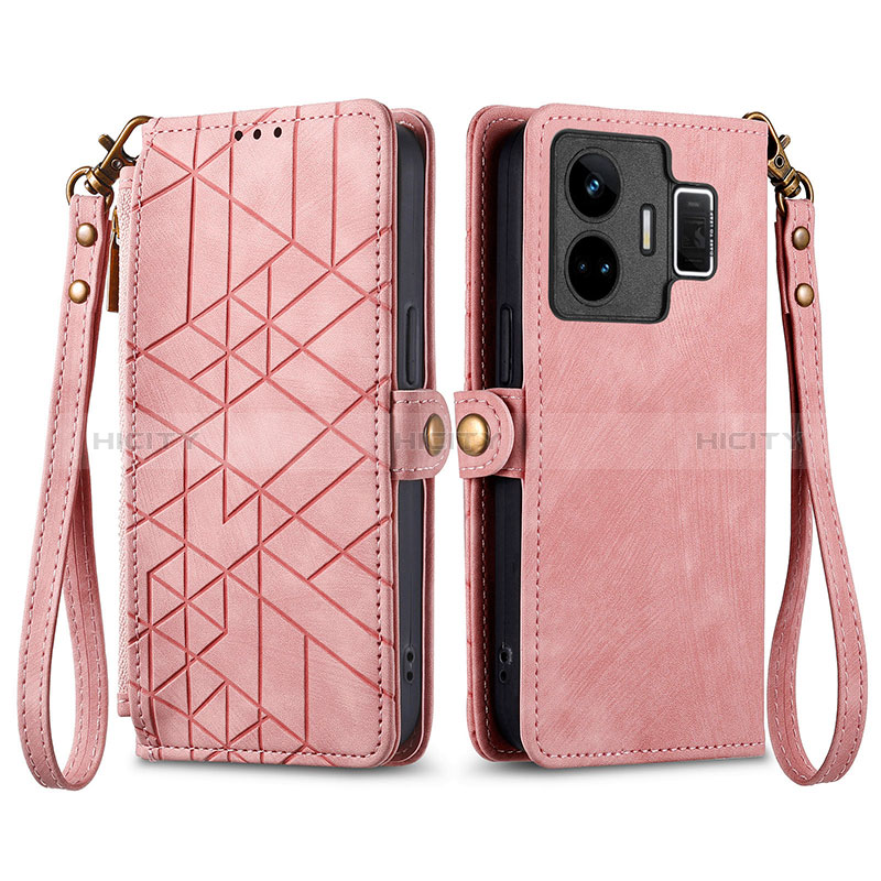 Coque Portefeuille Livre Cuir Etui Clapet S05D pour Realme GT Neo5 240W 5G Rose Plus