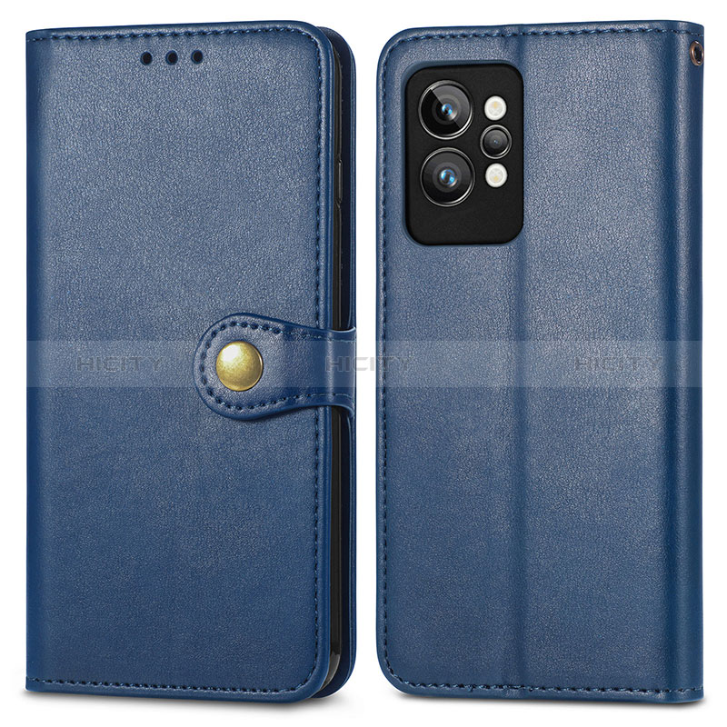 Coque Portefeuille Livre Cuir Etui Clapet S05D pour Realme GT2 Pro 5G Bleu Plus